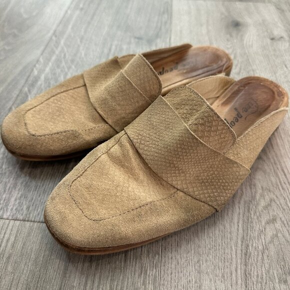 Free People Textile At Ease Loafer Nude Snake Slip On Mule Backless Shoe Size 36 - Picture 1 of 6